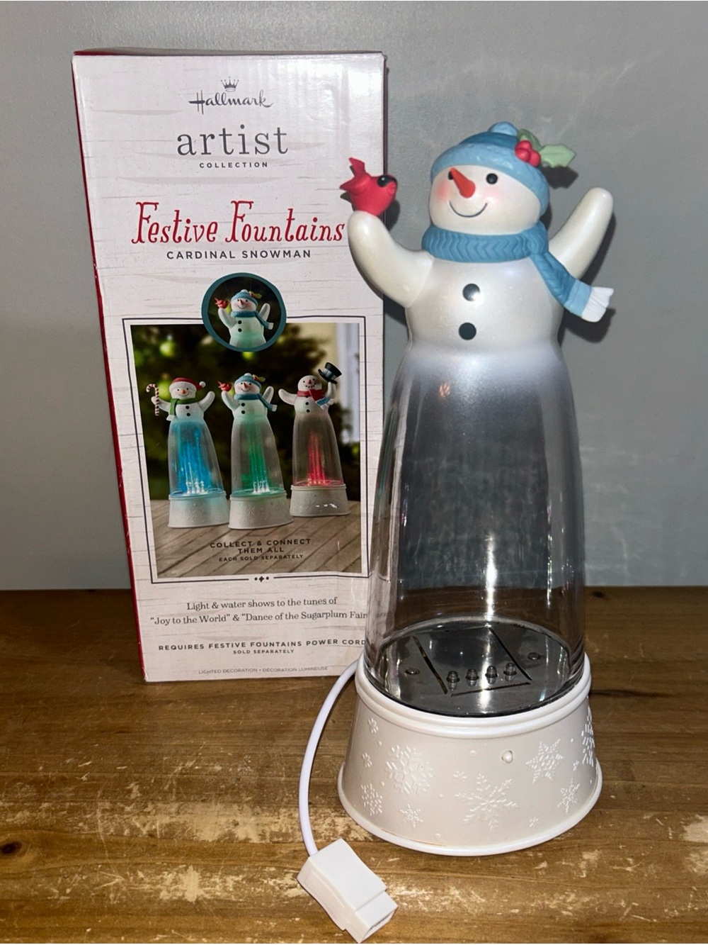 Hallmark Artist Collection Festive Fountains Cardinal Snowman